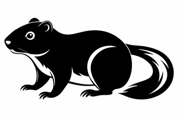 lemming silhouette line art vector illustration with a white background