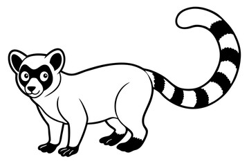 lemur silhouette line art vector illustration with a white background
