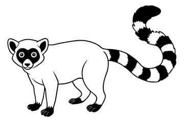 lemur silhouette line art vector illustration with a white background