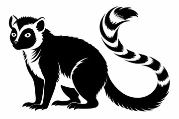 lemur silhouette line art vector illustration with a white background