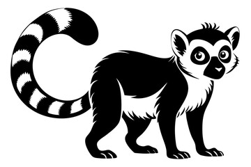 lemur silhouette line art vector illustration with a white background