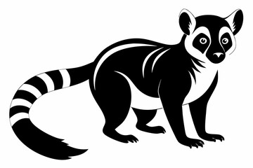 lemur silhouette line art vector illustration with a white background