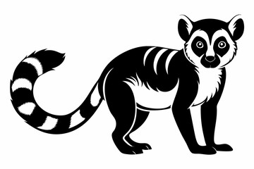 Fototapeta premium lemur silhouette line art vector illustration with a white background