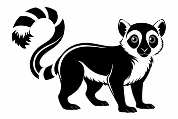lemur silhouette line art vector illustration with a white background