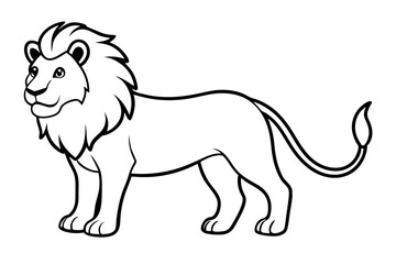 lion silhouette line art vector illustration with a white background
