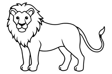 lion silhouette line art vector illustration with a white background