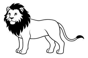 lion silhouette line art vector illustration with a white background