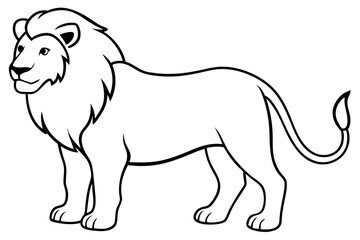lion silhouette line art vector illustration with a white background