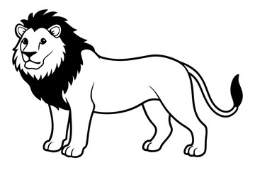 lion silhouette line art vector illustration with a white background