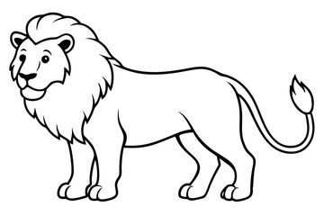 lion silhouette line art vector illustration with a white background