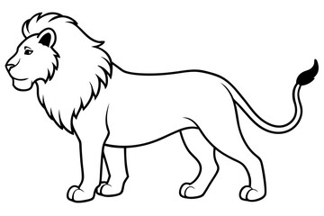 lion silhouette line art vector illustration with a white background