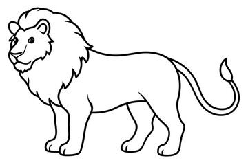 lion silhouette line art vector illustration with a white background