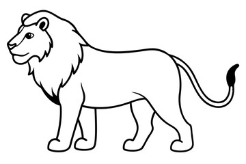 Obraz premium lion silhouette line art vector illustration with a white background