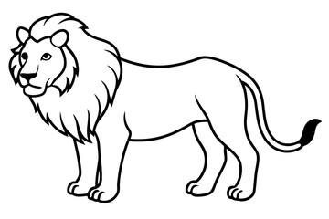 lion silhouette line art vector illustration with a white background