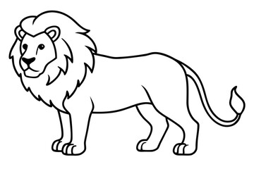lion silhouette line art vector illustration with a white background