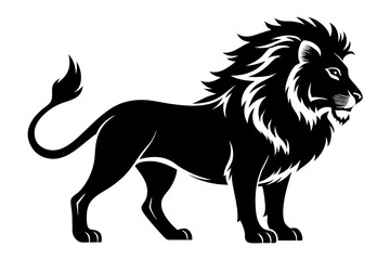 lion silhouette line art vector illustration with a white background