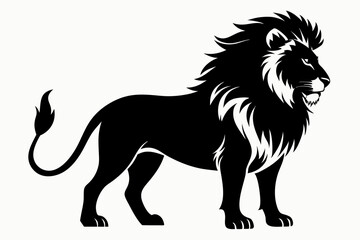 lion silhouette line art vector illustration with a white background