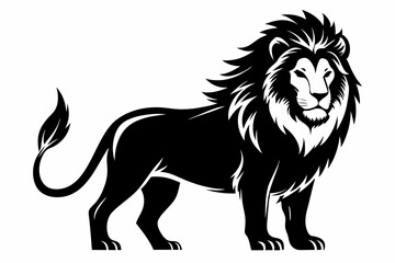 lion silhouette line art vector illustration with a white background