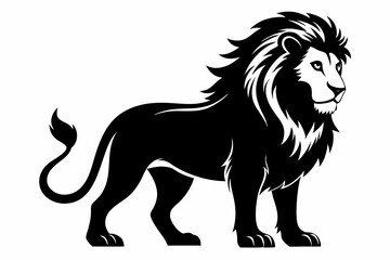 lion silhouette line art vector illustration with a white background