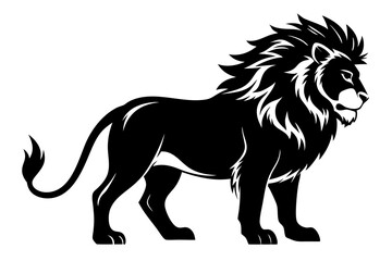 lion silhouette line art vector illustration with a white background