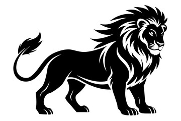 lion silhouette line art vector illustration with a white background