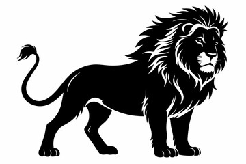 lion silhouette line art vector illustration with a white background