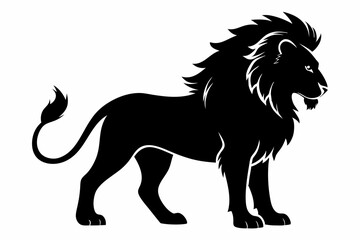 lion silhouette line art vector illustration with a white background