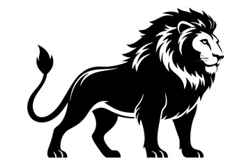 lion silhouette line art vector illustration with a white background