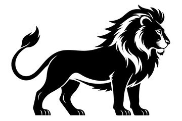 lion silhouette line art vector illustration with a white background