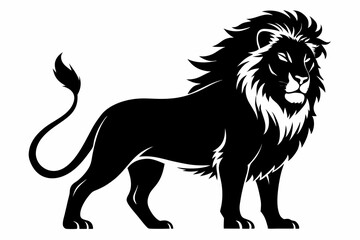 lion silhouette line art vector illustration with a white background