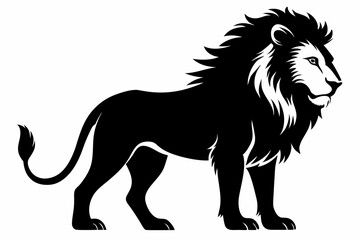 lion silhouette line art vector illustration with a white background
