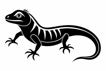 Naklejka premium lizard silhouette line art vector illustration with a white background