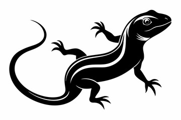 lizard silhouette line art vector illustration with a white background