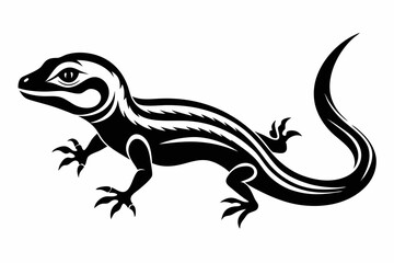 lizard silhouette line art vector illustration with a white background