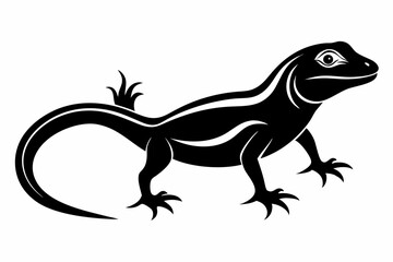 lizard silhouette line art vector illustration with a white background