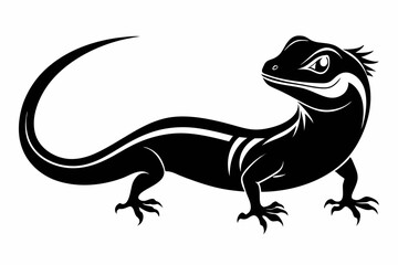 lizard silhouette line art vector illustration with a white background