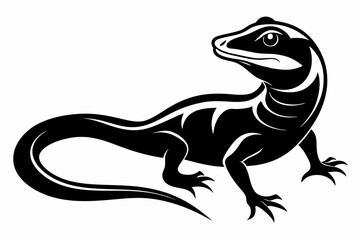 lizard silhouette line art vector illustration with a white background