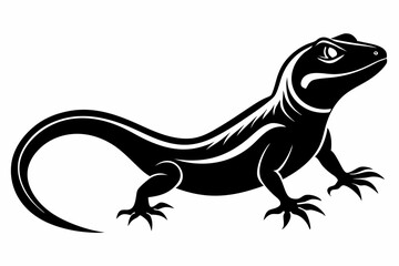 lizard silhouette line art vector illustration with a white background