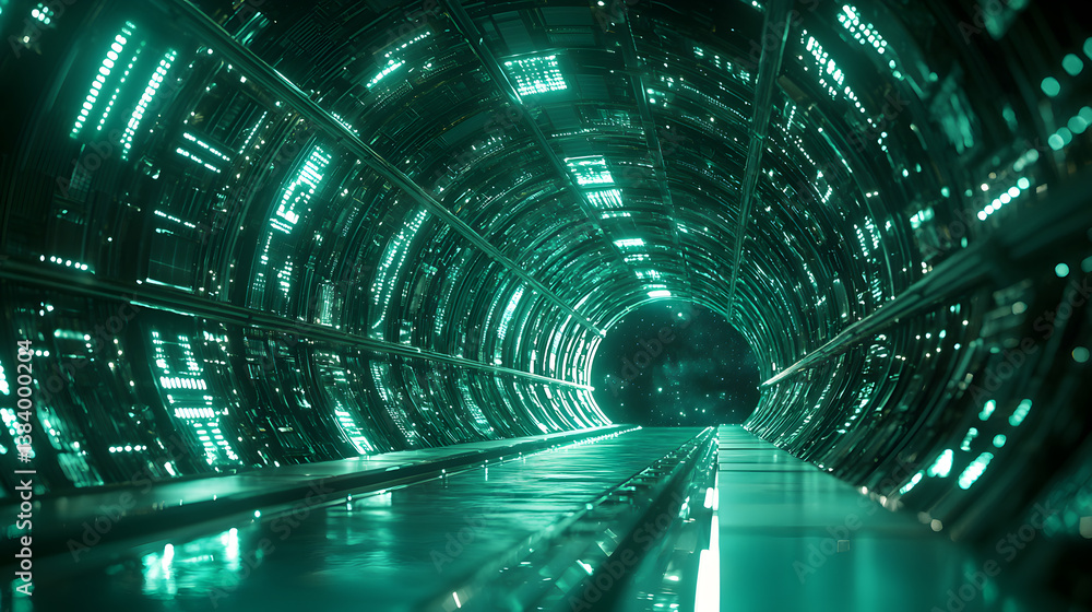 Aufkleber advanced space technology and interstellar communication futuristic tunnel digital art sci-fi enviro