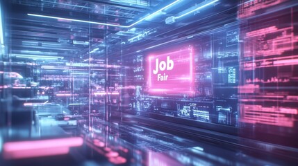 Fototapeta premium Futuristic Job Fair Hologram in Hightech Environment169