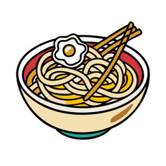 udon noodles vector art, udon noodles icon, food vector illustration