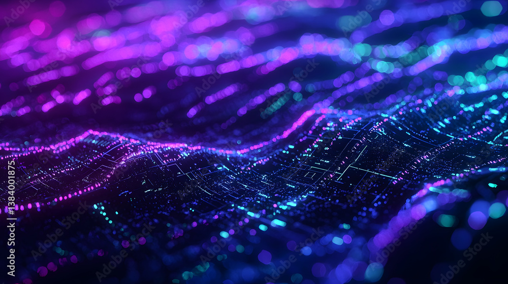 Poster exploring quantum computing's impact on multidimensional data visualizations digital realm graphic a