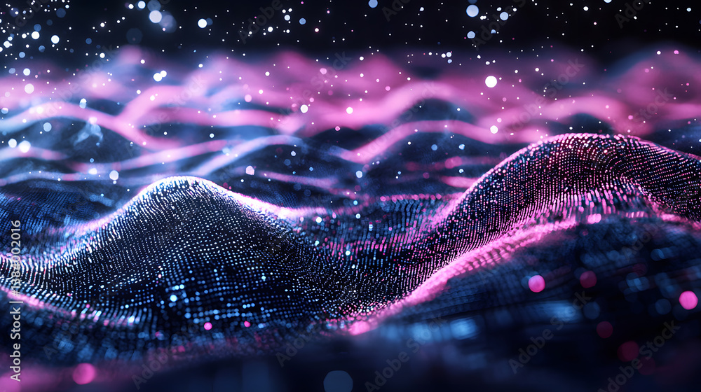 Poster multidimensional quantum computing visualization digital realm abstract art futuristic atmosphere cl