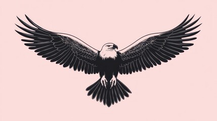 Obraz premium Majestic eagle in flight, pink background, freedom, design