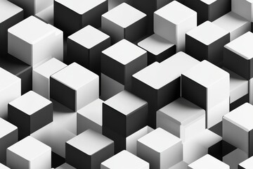 Obraz premium Modern isometric cube pattern showcasing structured spacing and monochrome soft shadows with a minimalistic futuristic design