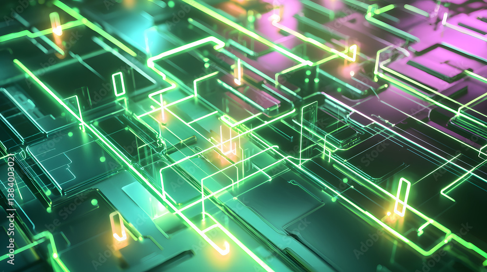 Poster visualizing sustainable tech green digital systems in an innovative digital environment