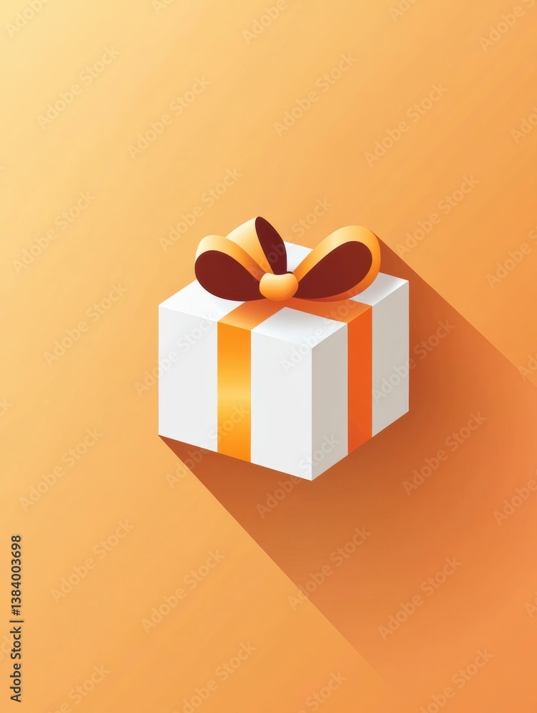 Poster minimalist gift box logo design featuring elegant ribbon and soft shadowing on a joyful holiday back