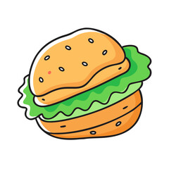 veggie burger vector art, veggie burger icon, food vector illustration