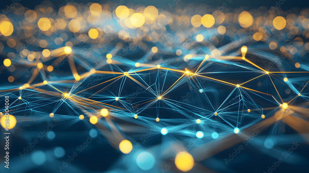 Poster innovative digital connectivity virtual networks data visualization tech ecosystem abstract view sus