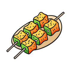 paneer tikka vector art, paneer tikka icon, food vector illustration